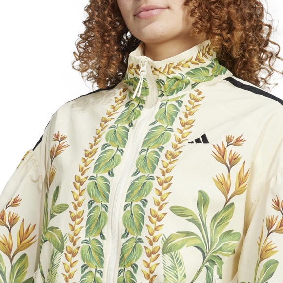 Adidas Women's Tropical Bomber Jacket - Cream and Green - Picture 6 of 6